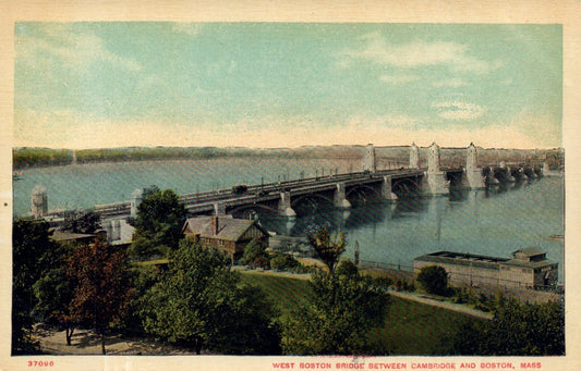 West Boston Bridge Between Cambridge and Boston, Massachusetts Mass Postcard