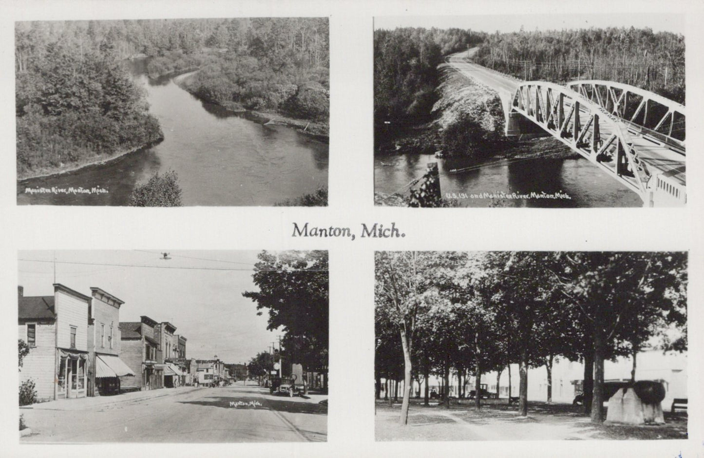 Real Photo Four Views Manton Michigan MI Mich Postcard