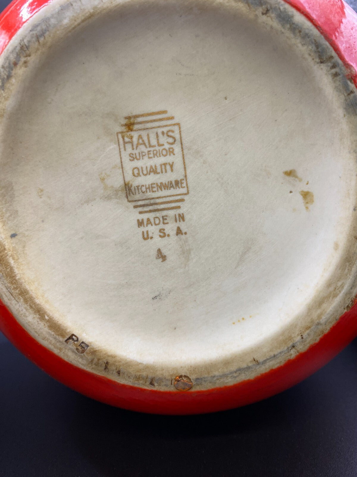 Red HALL POTTERY USA Ball Pitcher Jug #633