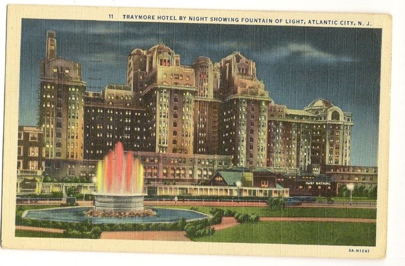 Traymore Hotel Night Fountain Atlantic City New Jersey