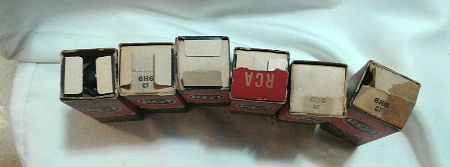 Vintage Lot of 6 RCA Electron Tube Bulbs 6H6 6k6 for Radio Television Receivers