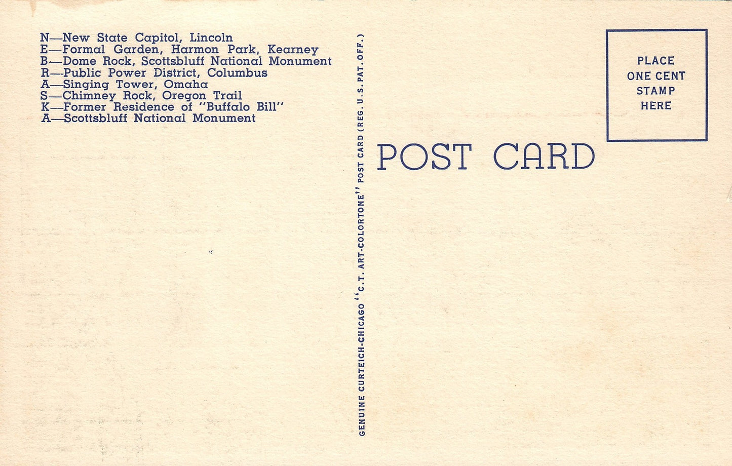 Large Letter Nebraska NE Postcard