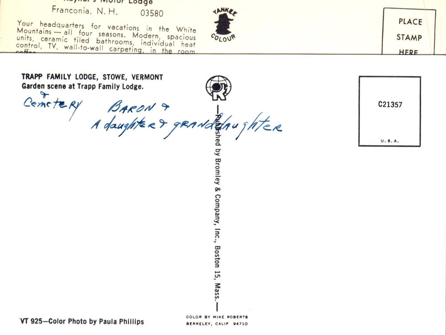 Raynor's Motor Lodge in Franconia New Hampshire NH Postcard