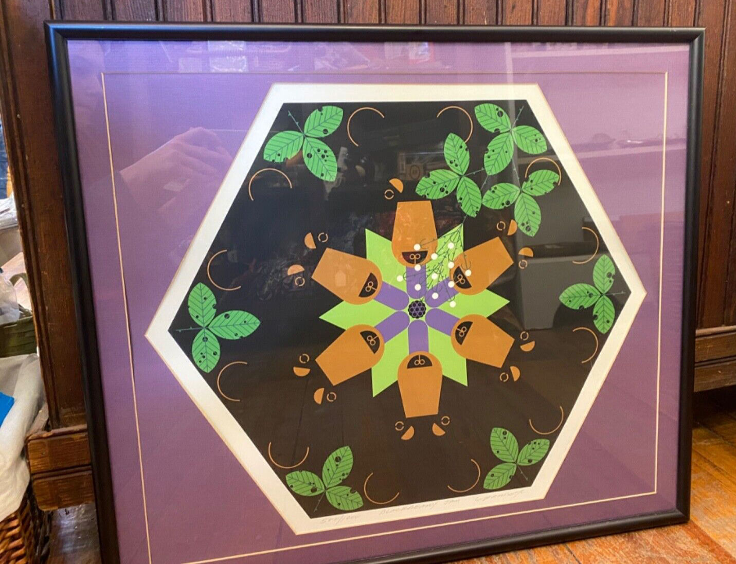 Charley Harper "Blackbeary Jam" Signed & Numbered Framed Serigraph 1984 582/1000