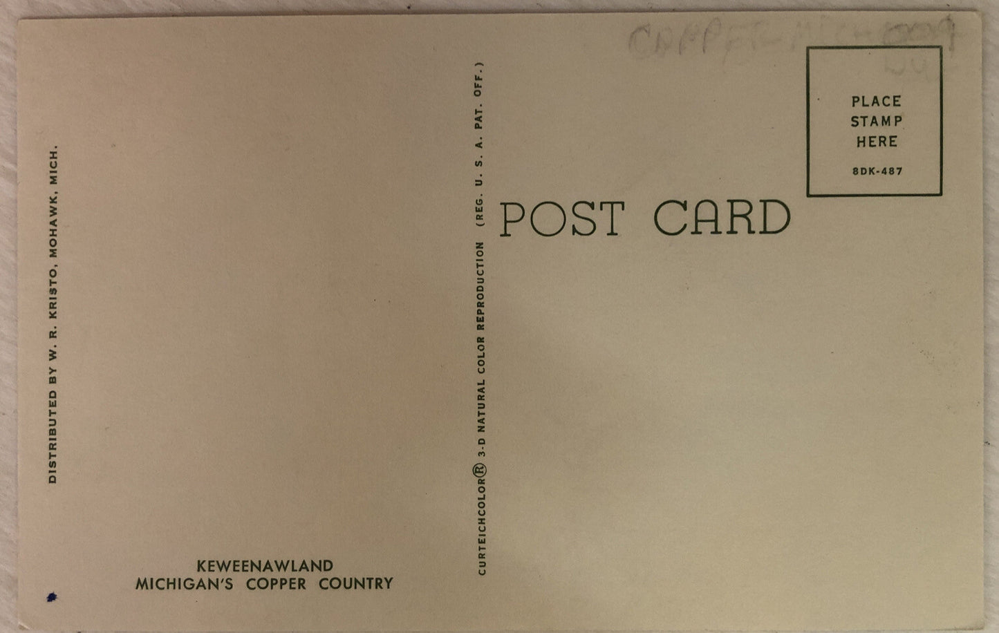 Greetings Keweenawland Copper Country Upper Peninsula Michigan MI Postcard Map