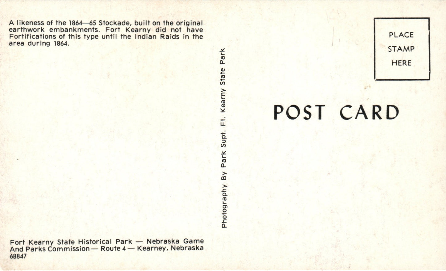 General George Custer Postcard A Likeness Stockade of Fort Kearny Nebraska