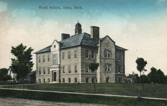Ward School Alma MI Mich Michigan Postcard