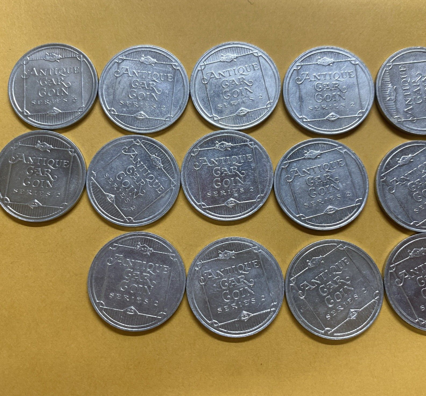 Vintage Series 2 Cars Lot Sunoco Oil Commemorative Token Landmarks America Line