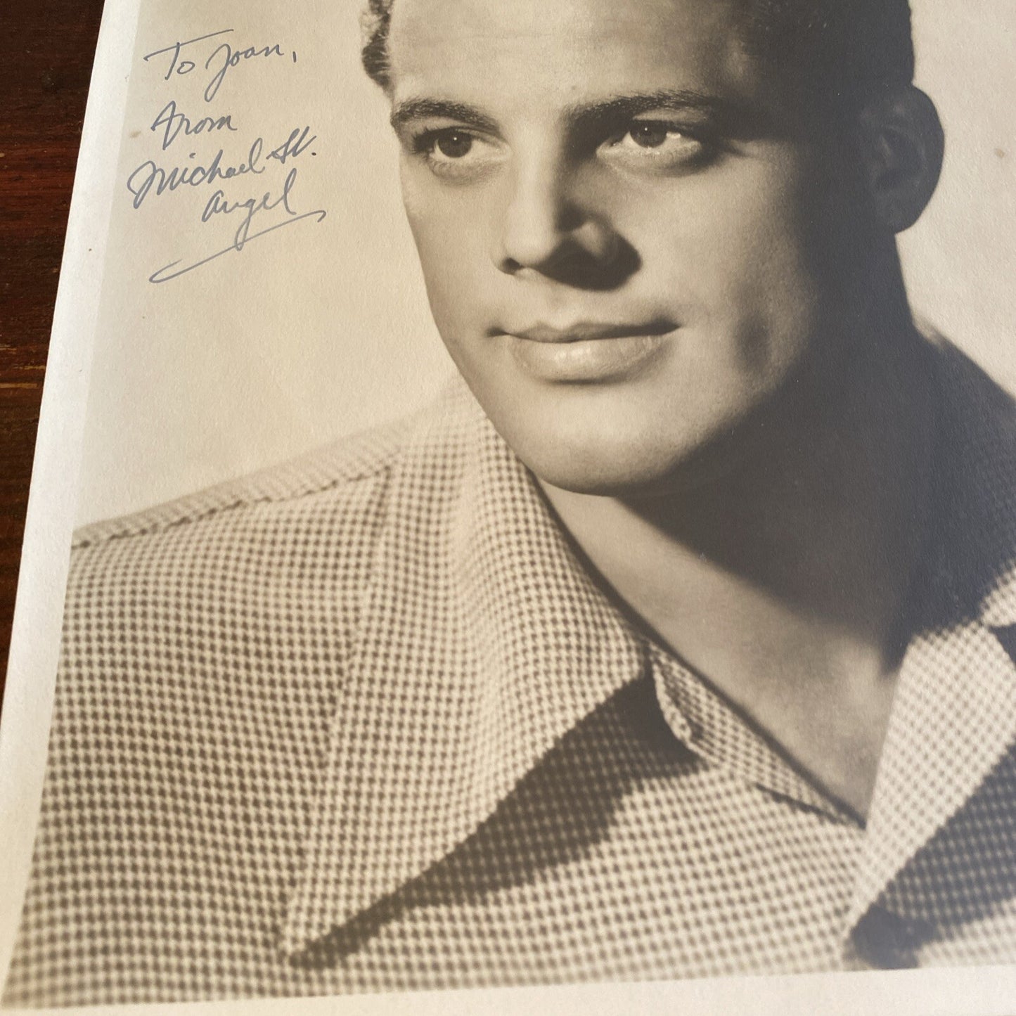 Vintage AUTOGRAPHED INK Real PHOTO 8 x 10 Michael St Angel 1940's Actor