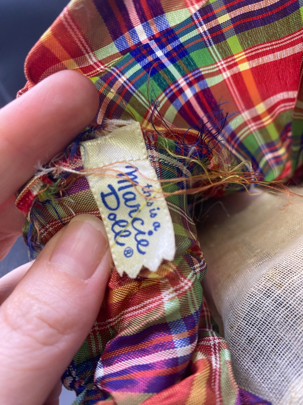 8" Marcie Doll Vintage Scottish DOLL blue eyes plaid dress