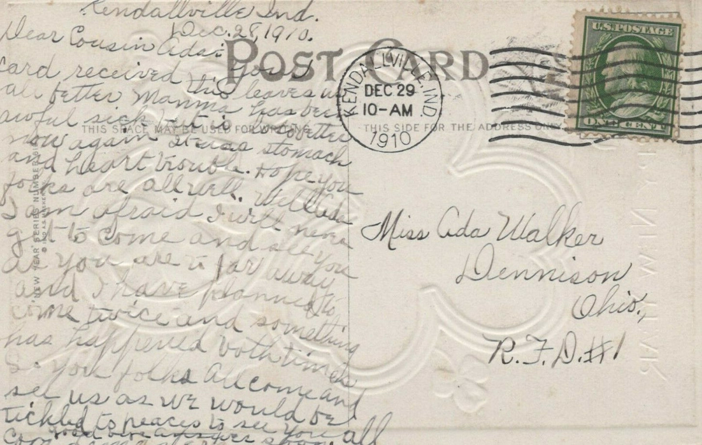 Three Leaf Clover Gold Gilt Horseshoe Happy New Year Holiday Postcard Series 61?