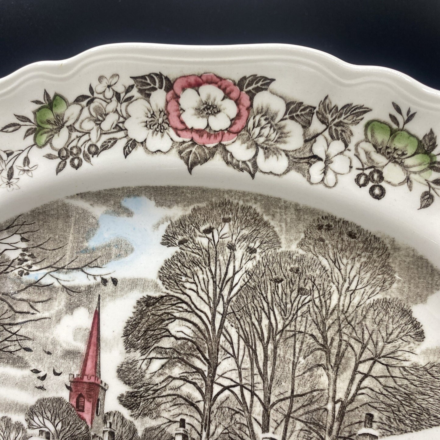 12" English Staffordshire J & G Meakin Stratford-On-Avon Oval Serving Platter
