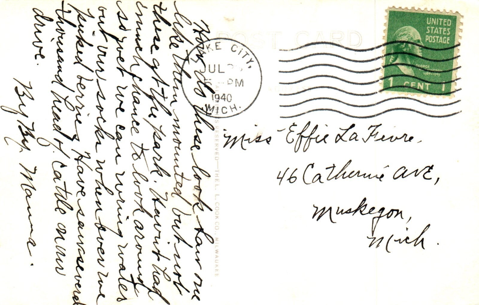 White Deer At Johnson's Rustic Tavern at Houghton Lake MI Michigan Postcard