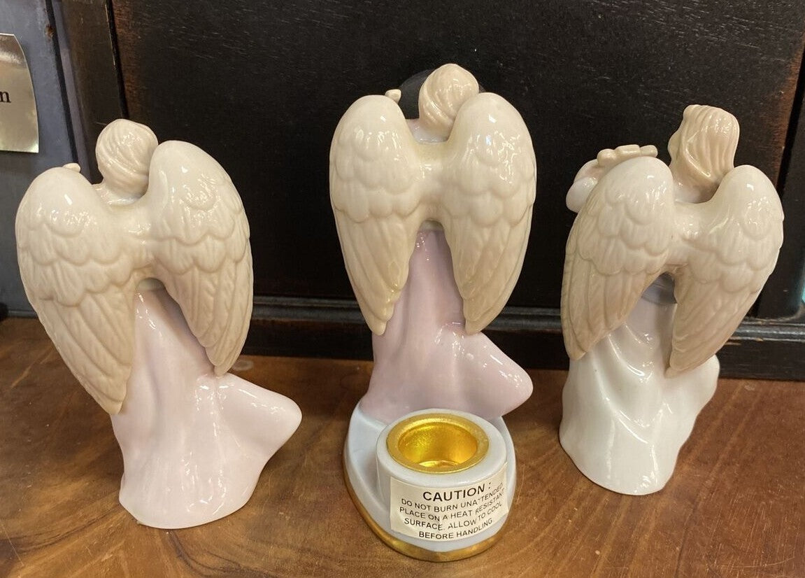 Lot of 3 RUSS BERRIE Winged Angel Playing Lyre 4.25" Figurine  15475