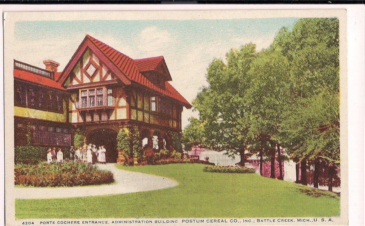 Battle Creek Postum Cereal Administration Building MI Michigan Mich Postcard