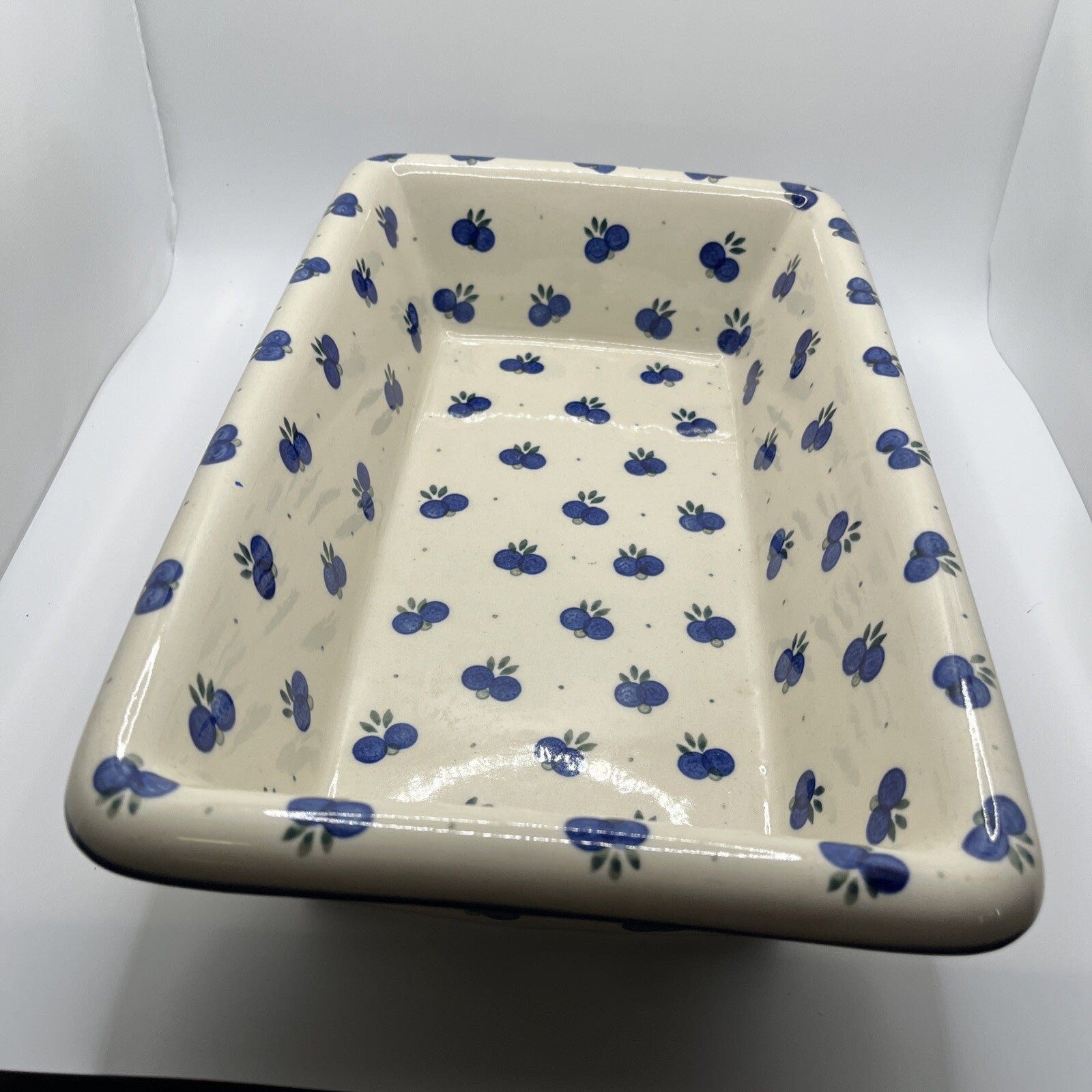 Wild Blueberry Polish Pottery Loaf Baker 14” X 8”