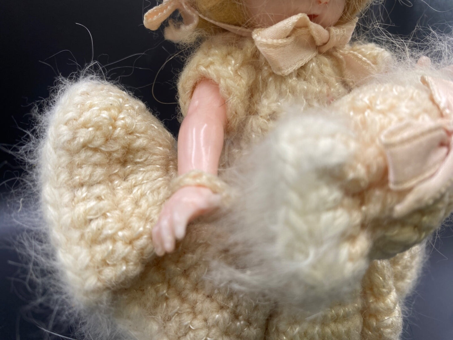 6" Vintage Knickerbocher plastic DOLL Blonde with knitted outfit Glendale CA