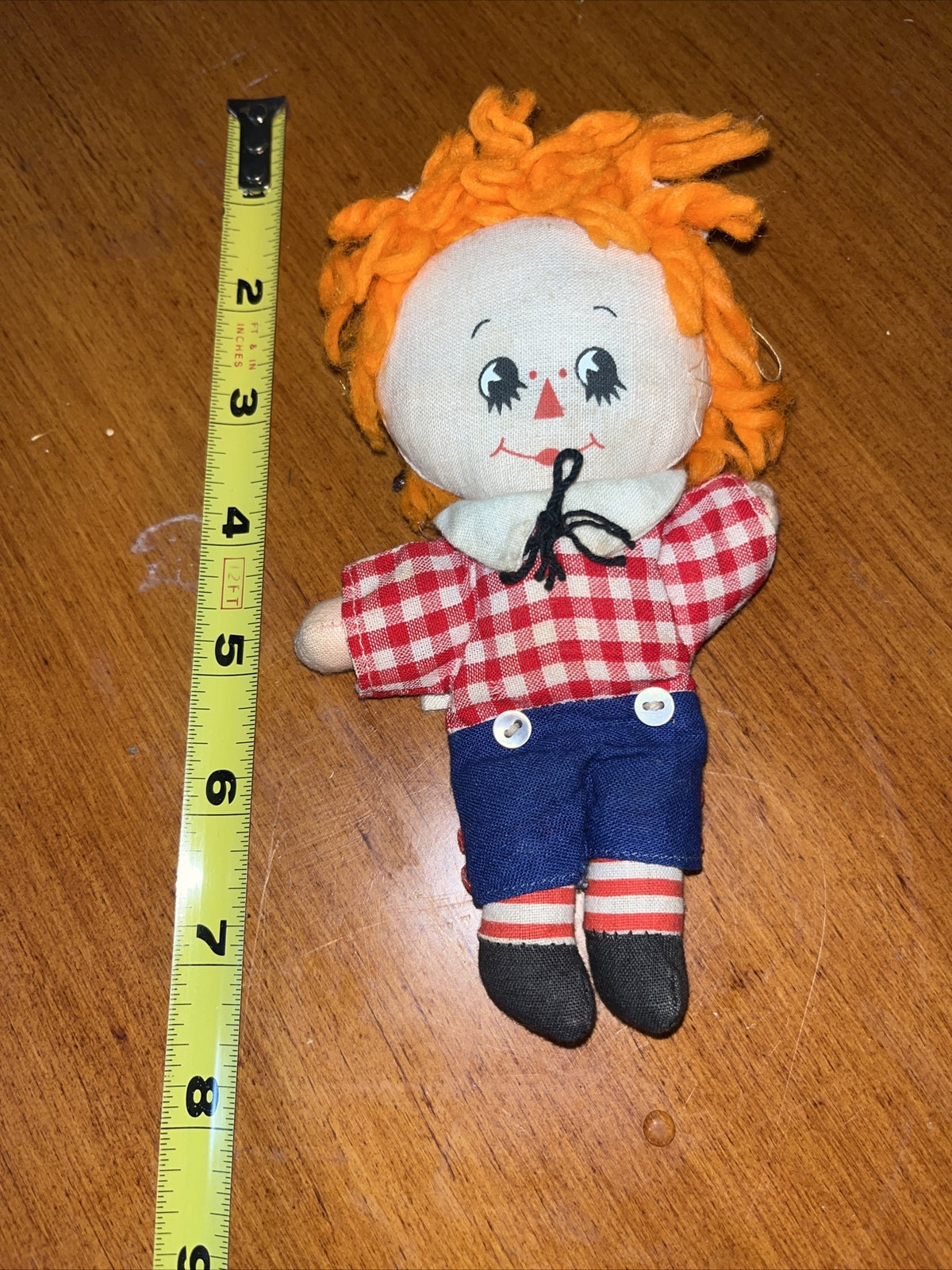 Vintage KNICKERBOCKER 6 1/2" Raggedy Andy Doll With Orange Hair