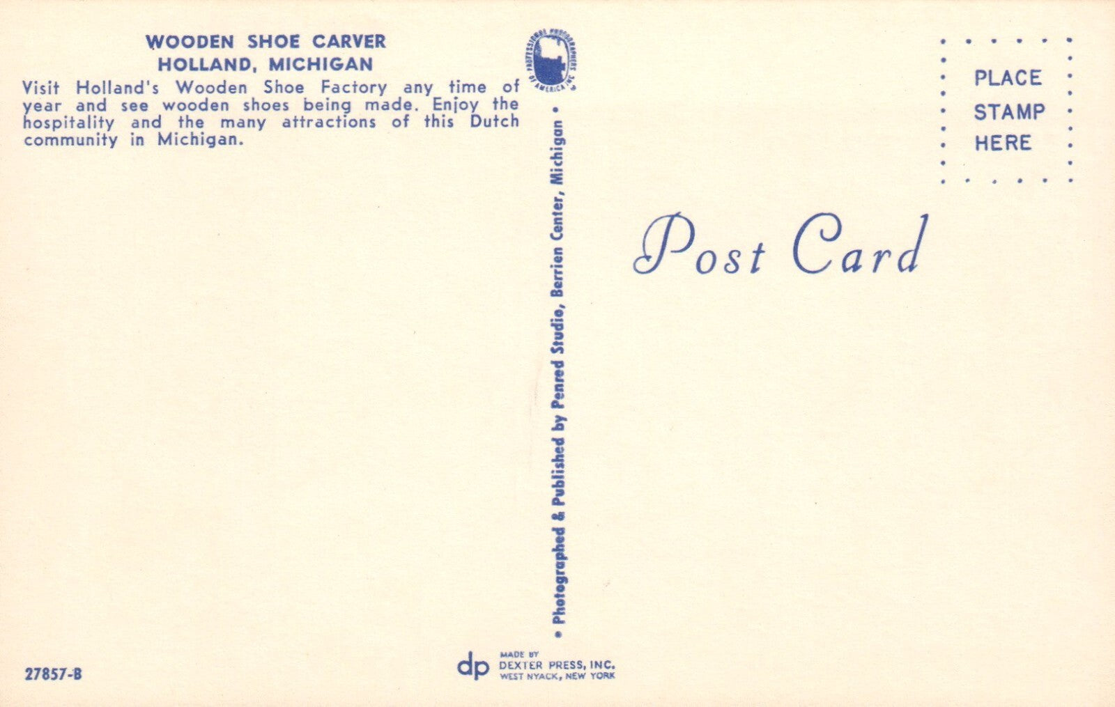 Wooden Shoe Carver Holland's Wooden Show Factory Holland MI Michigan Mich