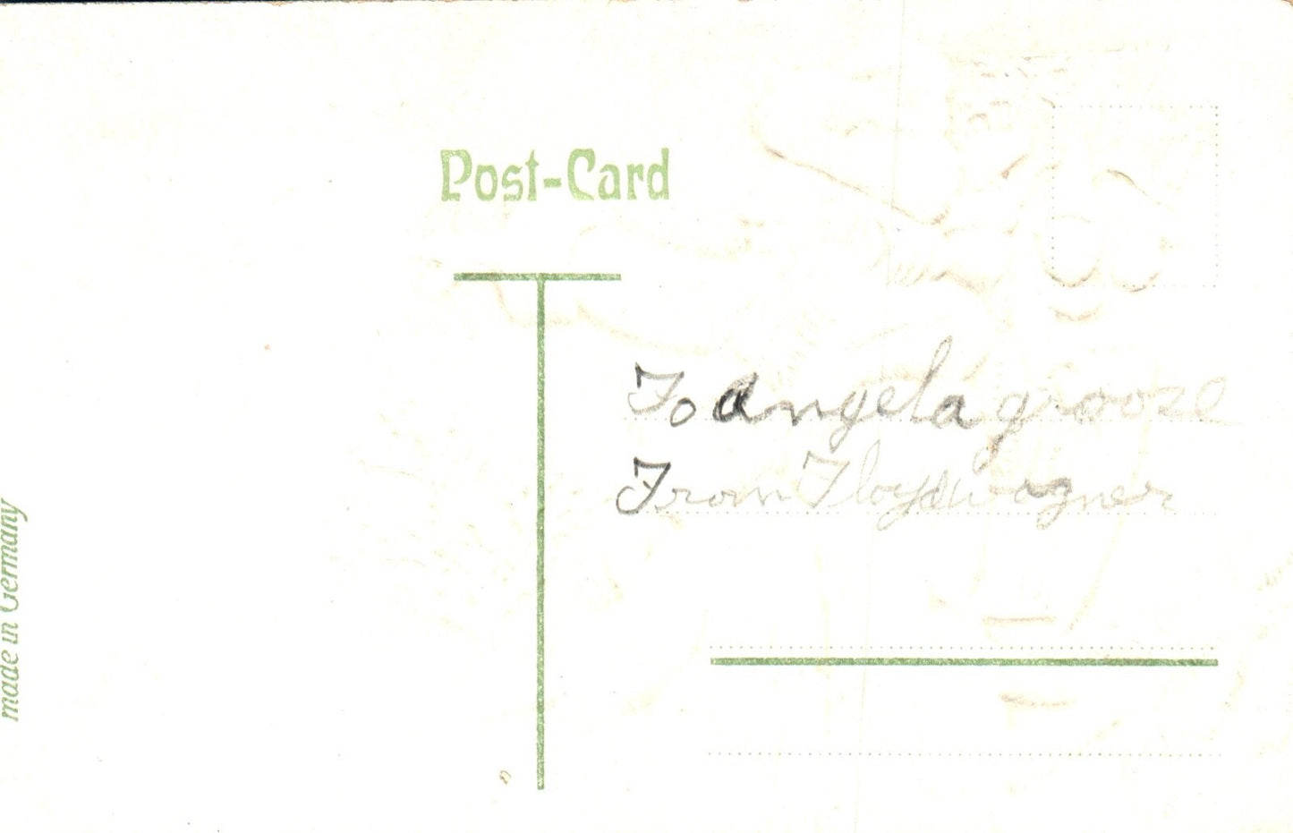 A Merry Christmas Blue Robe Santa with Angel & Holly Vtg Santa Postcard