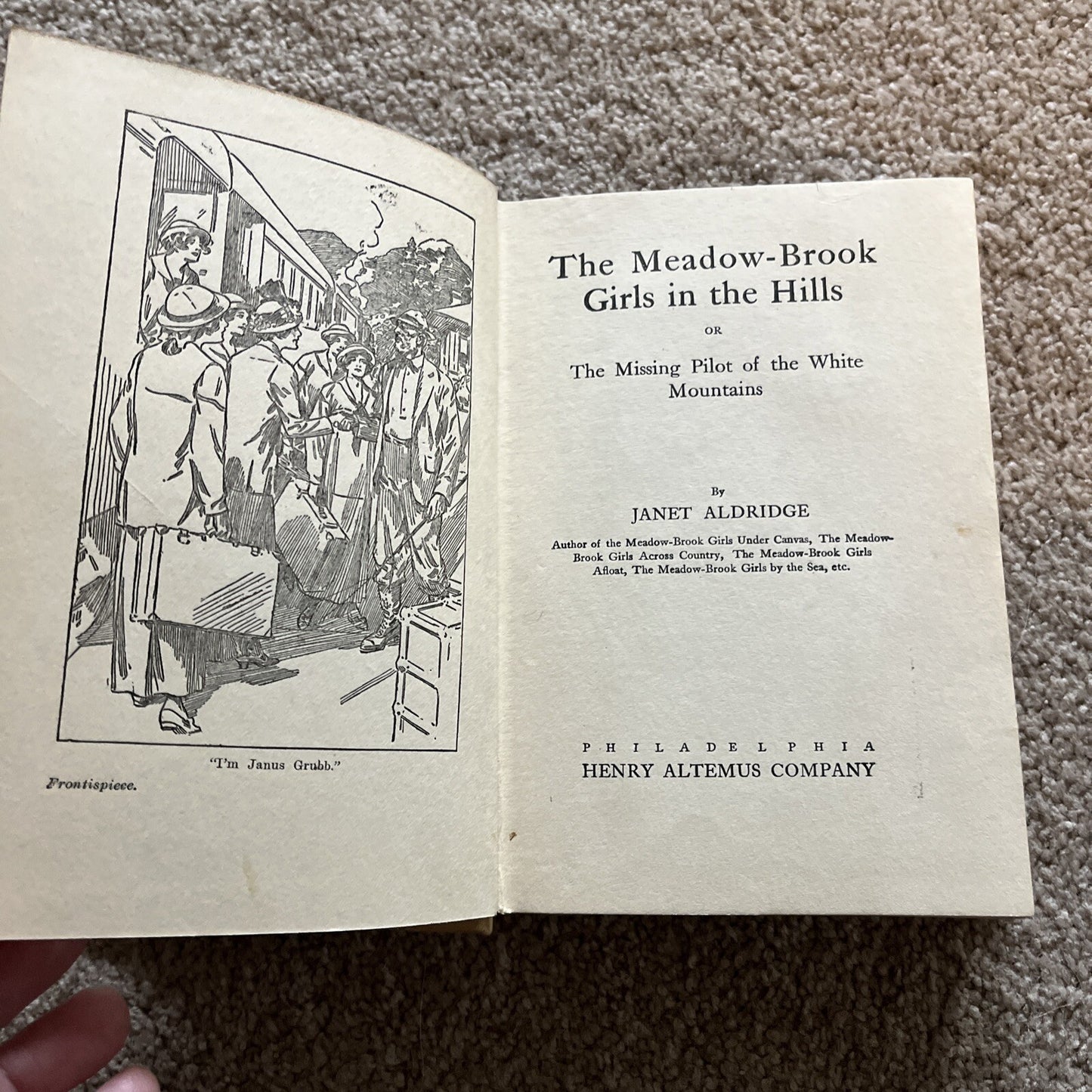 1914 THE MEADOW BROOK GIRLS in the HILLS Hardcover Book by JANET ALDRIDGE