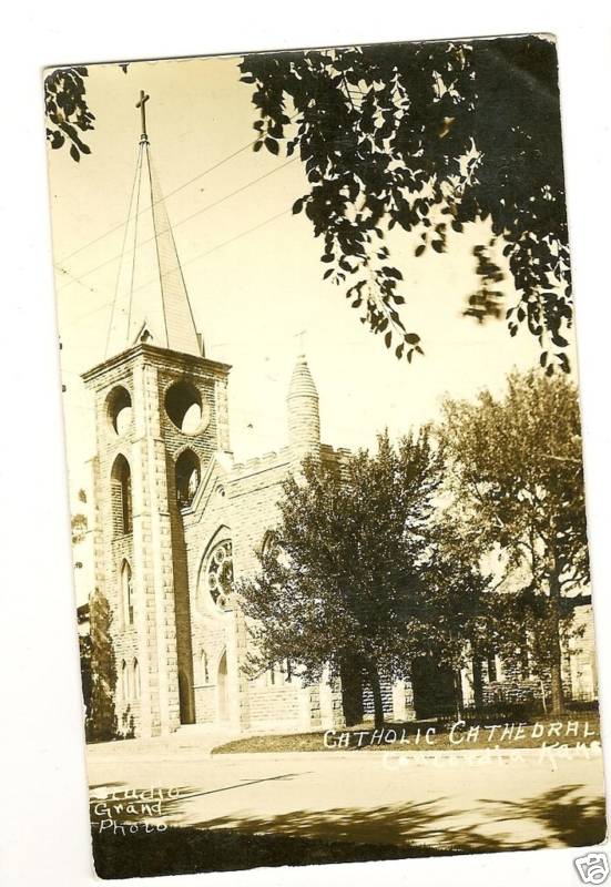 Real Photo Catholic Cathedral Concordia Kansas KS