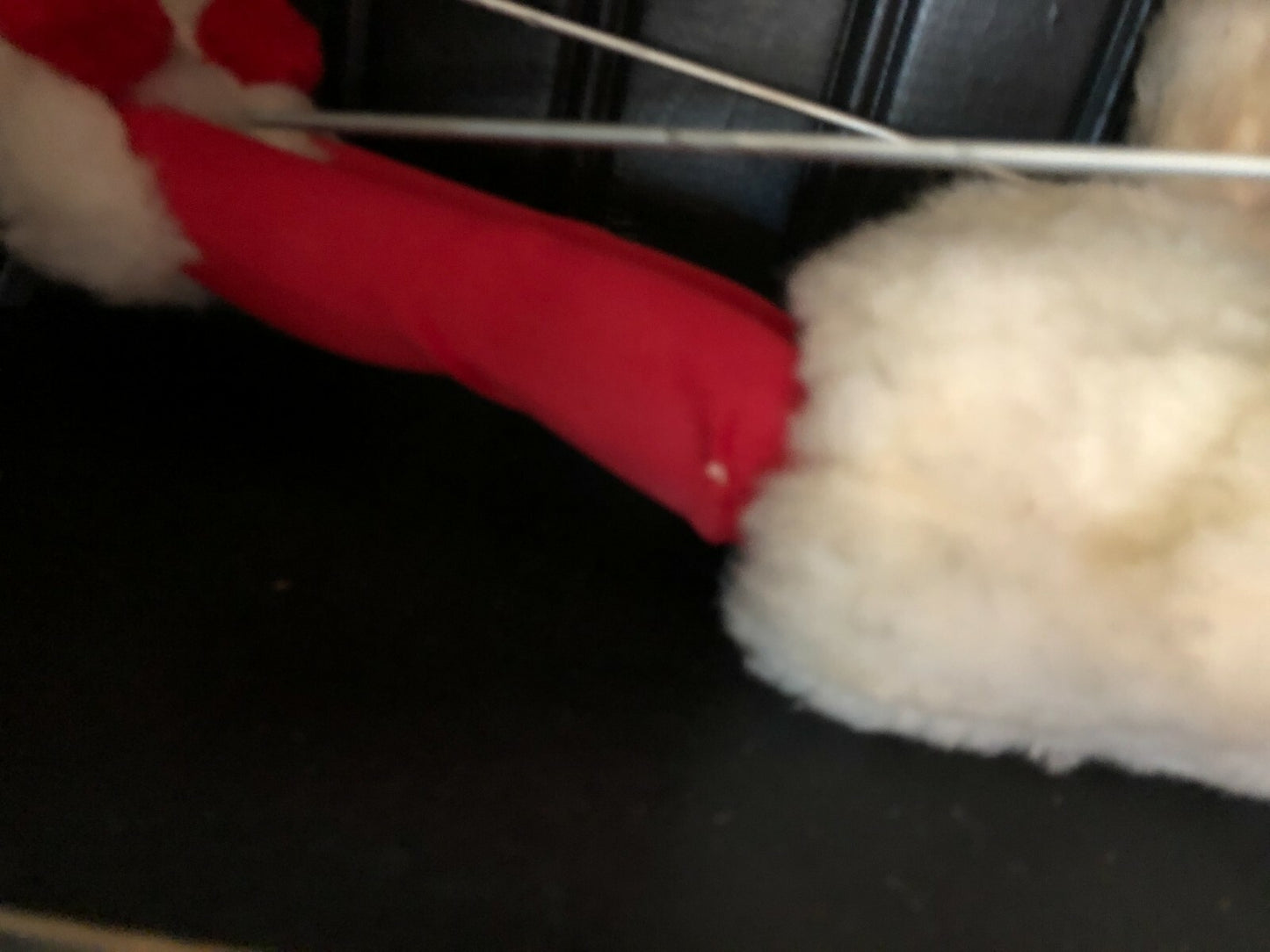 Porcelain Doll White Fur Coat 12" Tall with Skis and polls