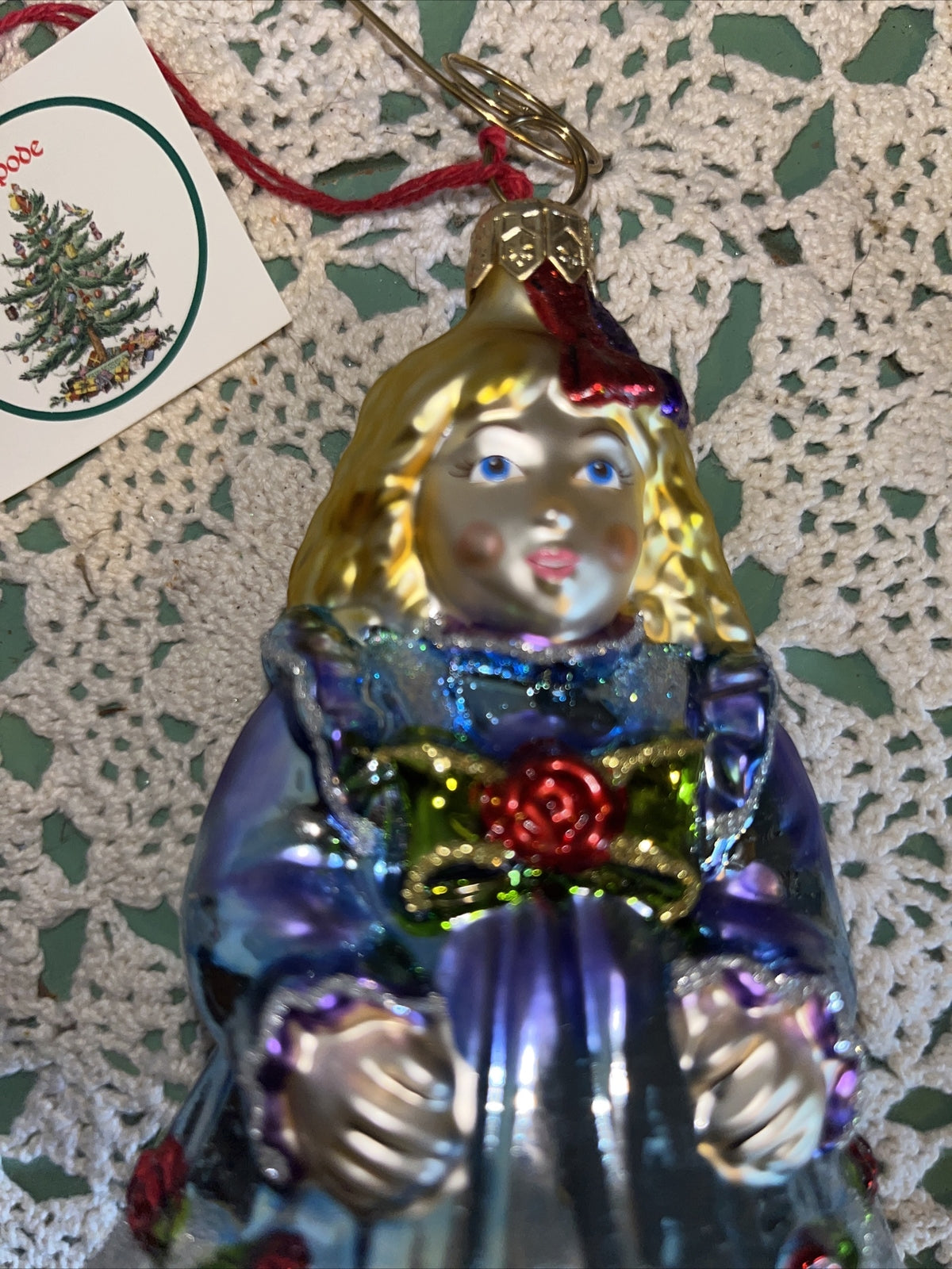 Vintage Spode Slavic Treasures Girl Doll Glass Christmas Ornament