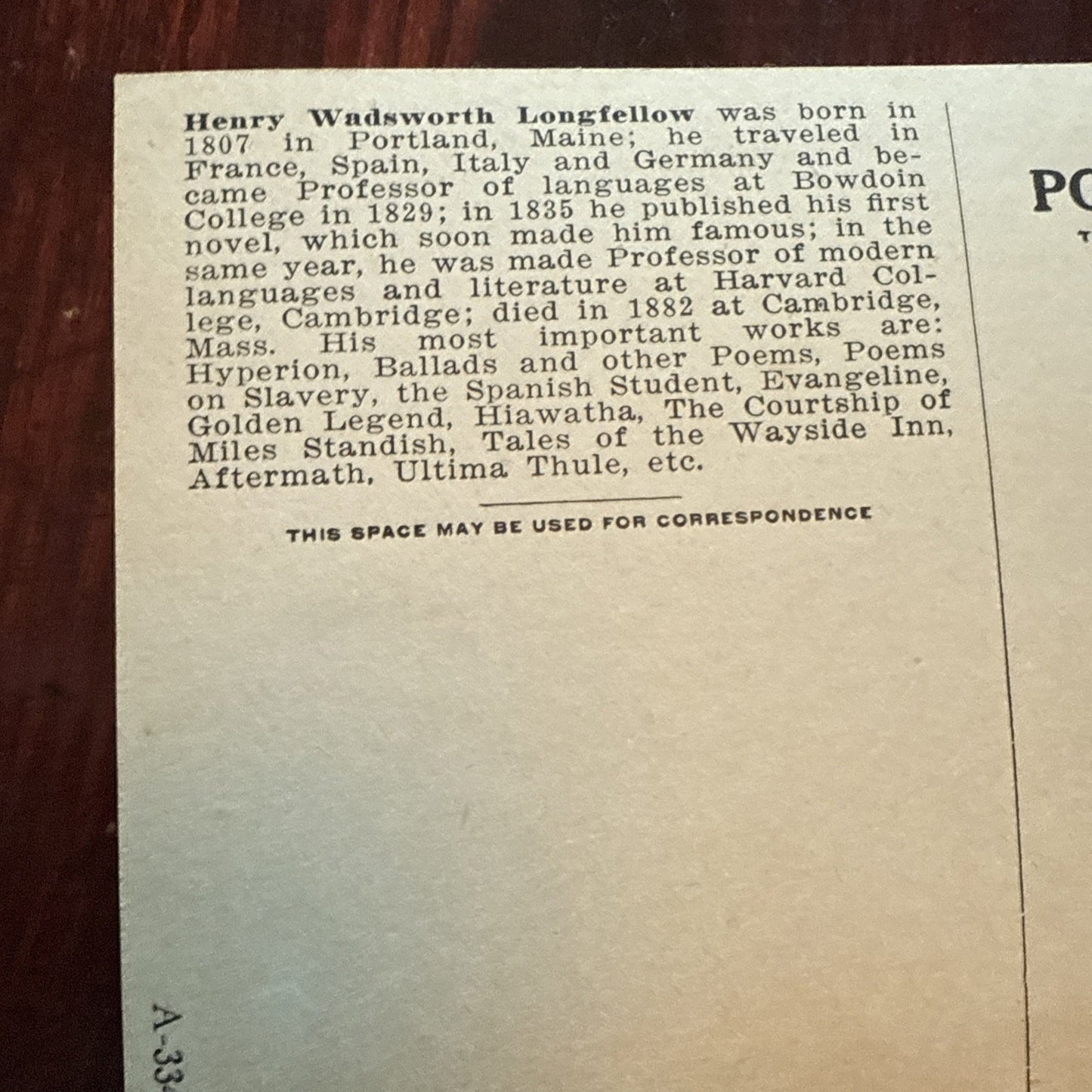 Henry Wadsworth Longfellow J I Austen PEGASUS Arts Theater Writing 1910 *Scarce