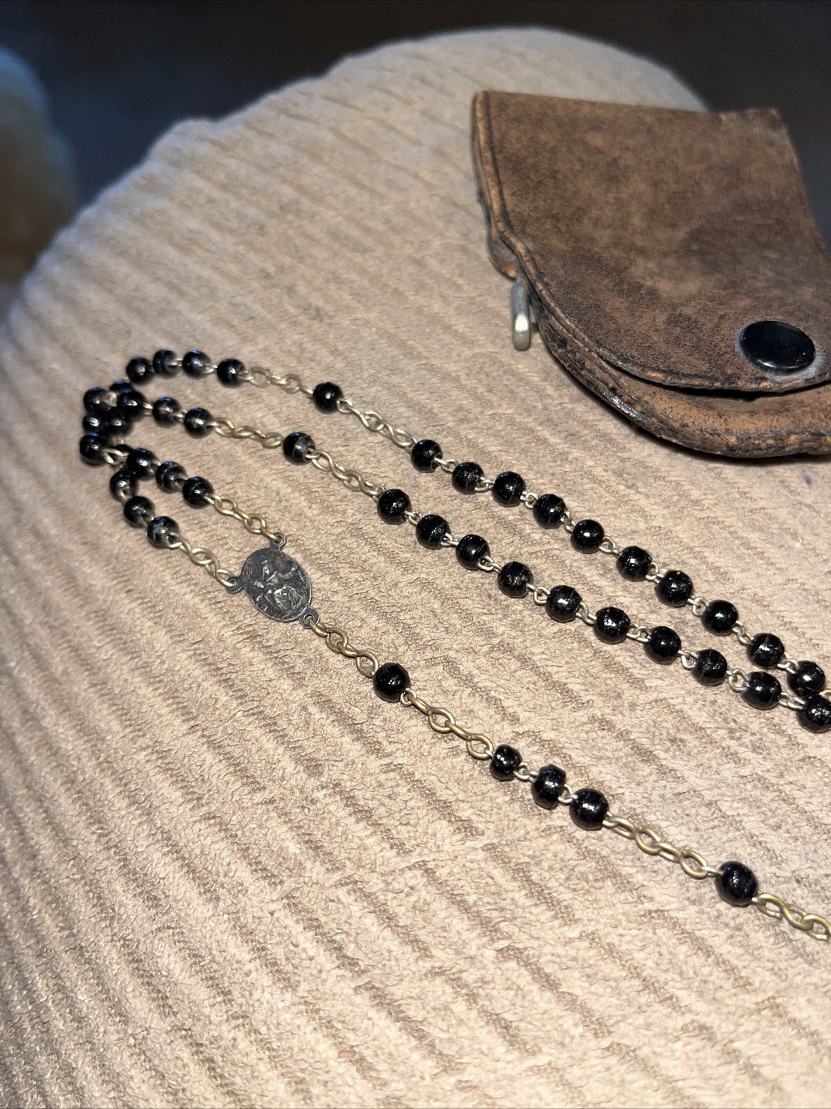 Vintage Black Bead Rosary Blessed By papal