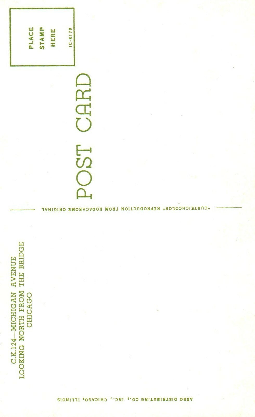 Ck 124 Michigan Avenue Looking North From Bridge Chicago Illinois IL Postcard