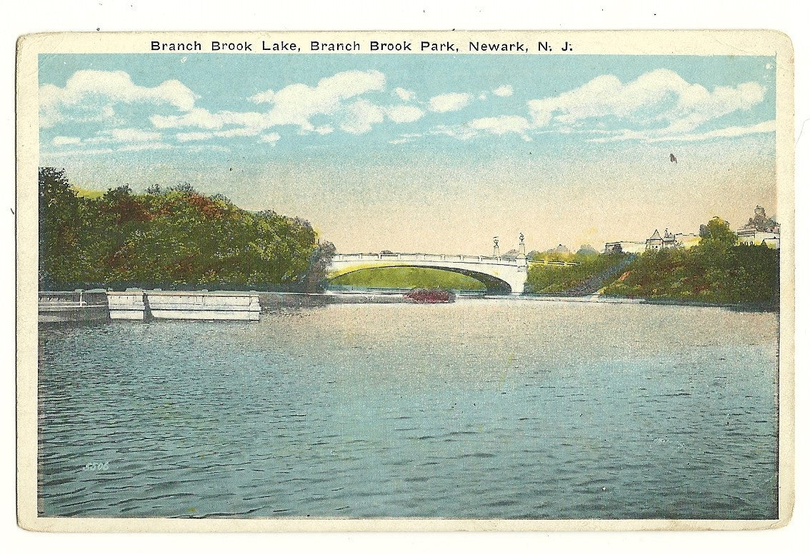 Branch Brook Lake & Park Newark New Jersey NJ Postcard