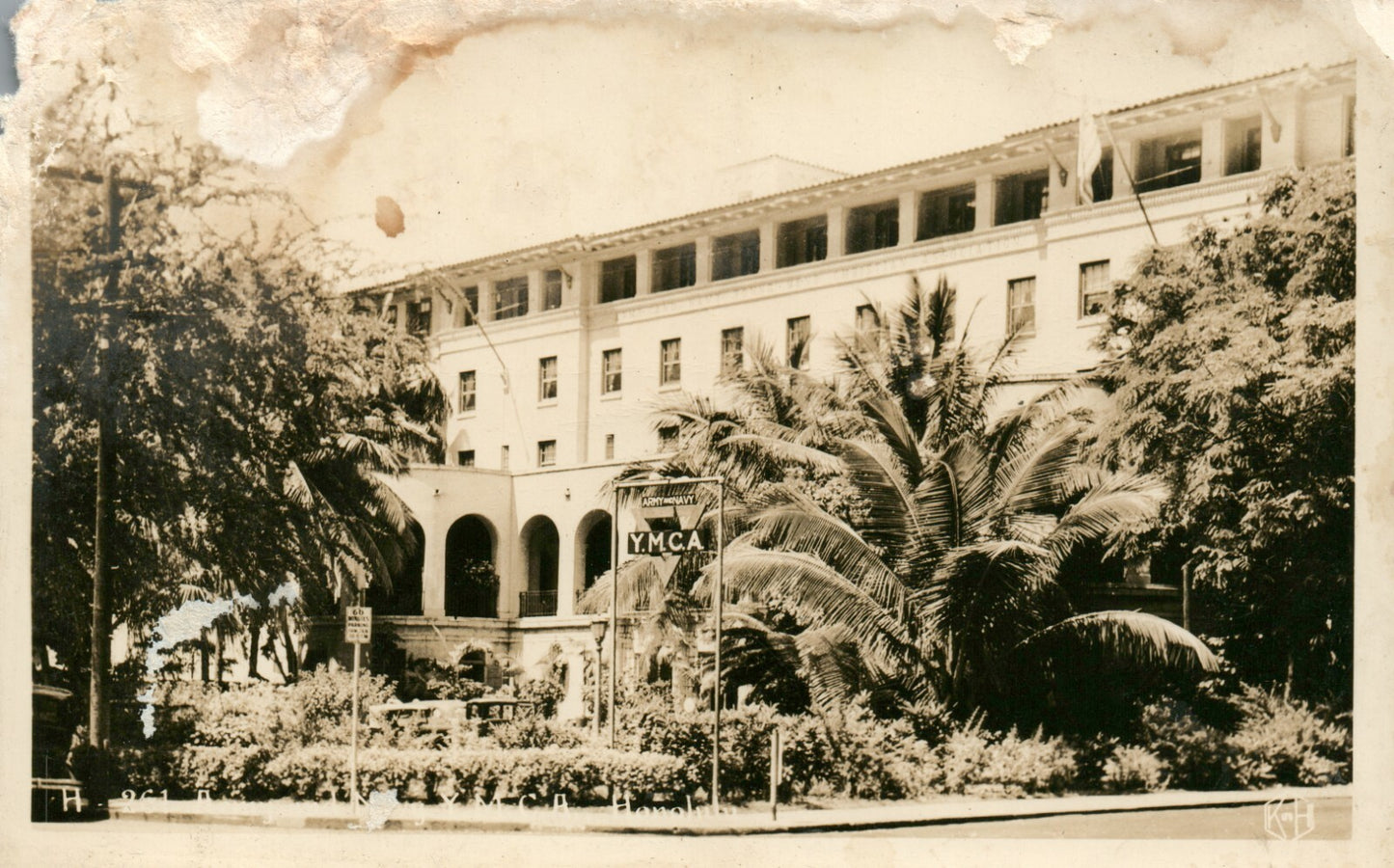1940's Real Photo ARMY NAVY YMCA Honolulu Hawaii HI Postcard