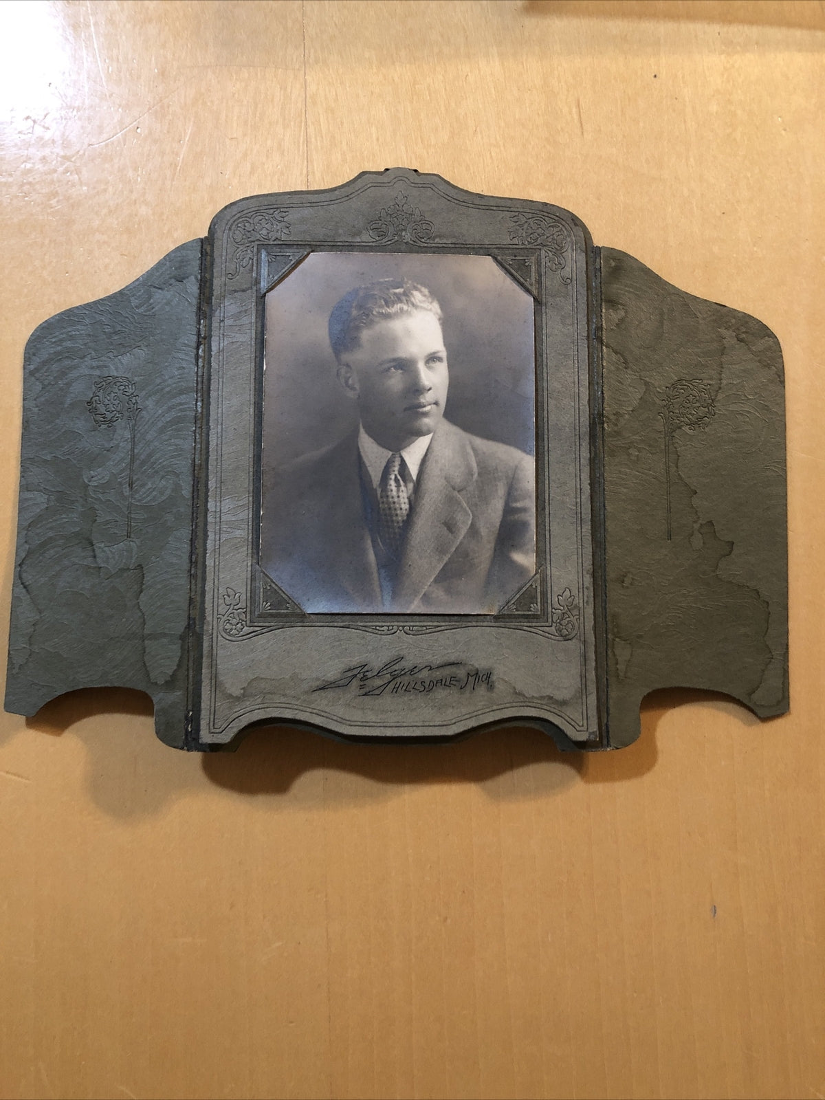 Real Photo 4" x 6" Man Graduation picture ? Felger Hillsdale Mich MI 1920-1931