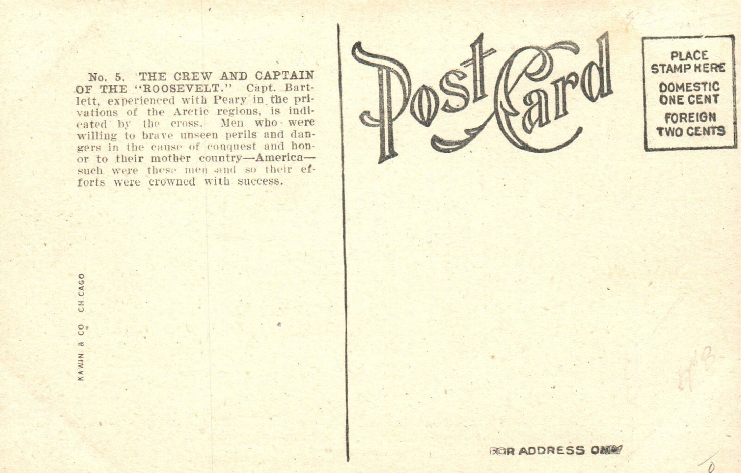 Captain Bartlett and Crew of The Steamer "Roosevelt" Postcard