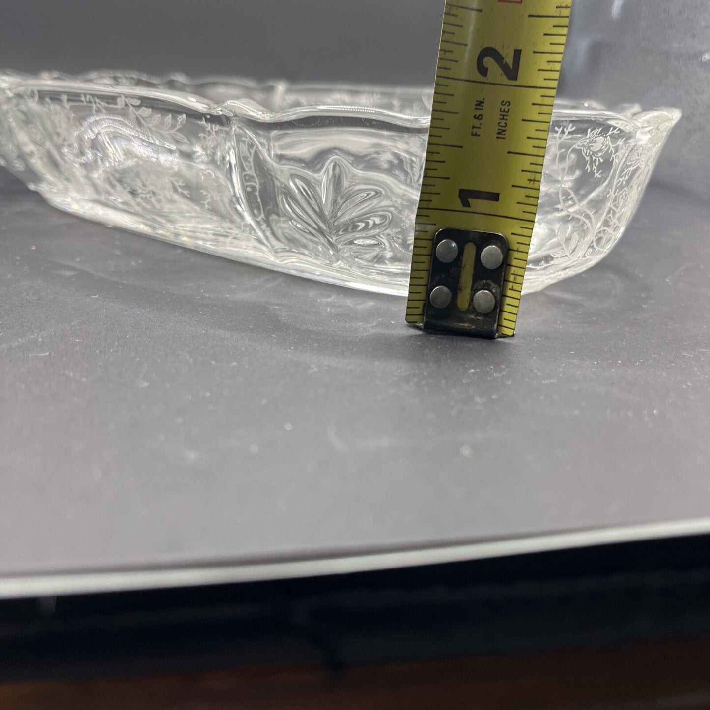 Fostoria Chintz Etched Pickle Dish Tray Baroque 11 in.