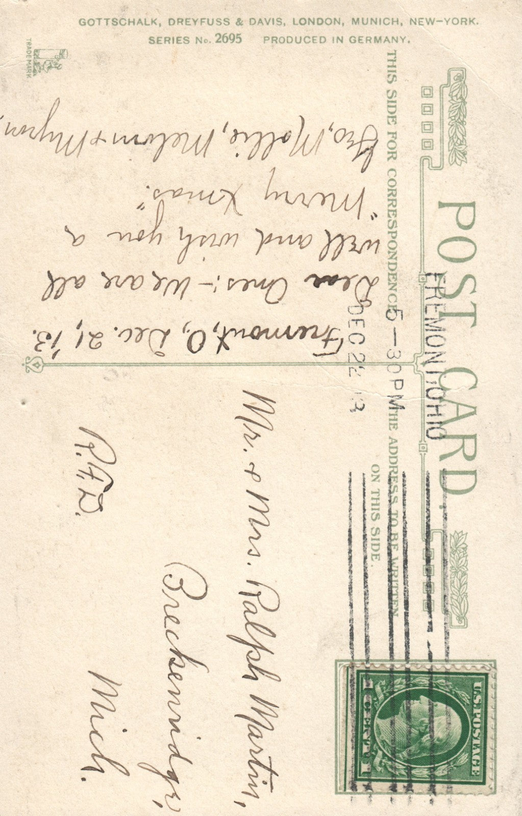 Christmas Girl Holding Holly Wreath Gel Finish Gottschalk Series 2695