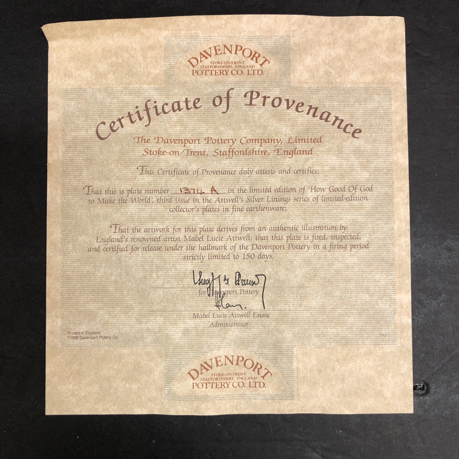 1988 Mabel Lucie Attwell How Good God Collector Plate 7-1/8" Davenport Pottery