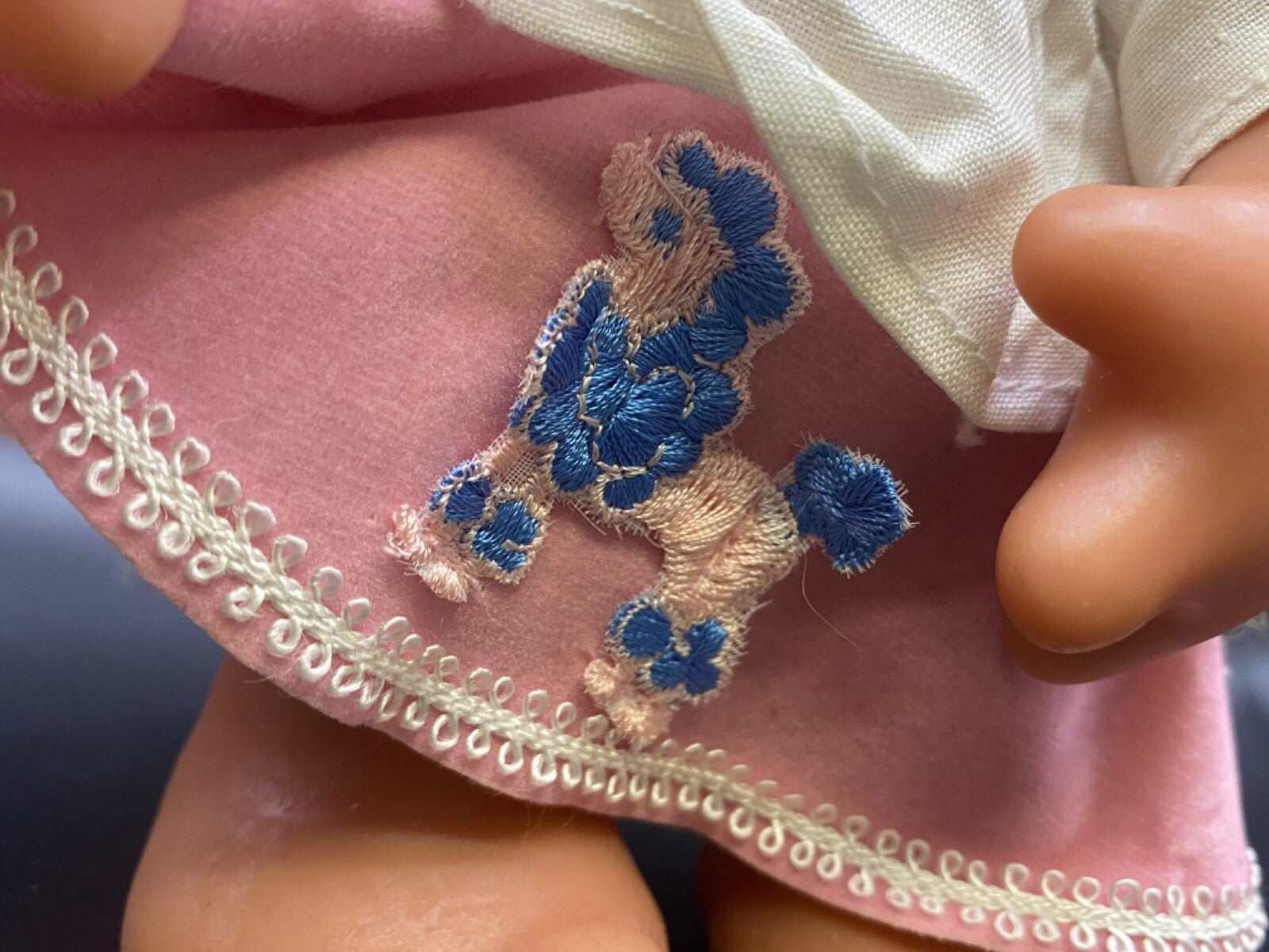 1977 Vintage Thomas Dam Troll Doll 9" Norfin Girl Pink Poodle Skirt & white top