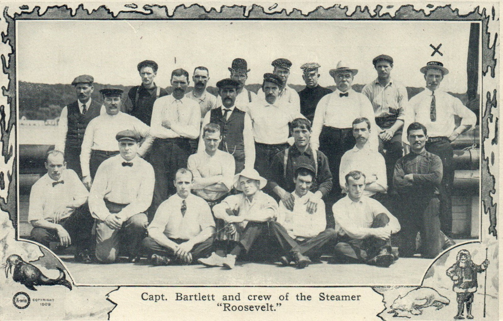 Captain Bartlett and Crew of The Steamer "Roosevelt" Postcard