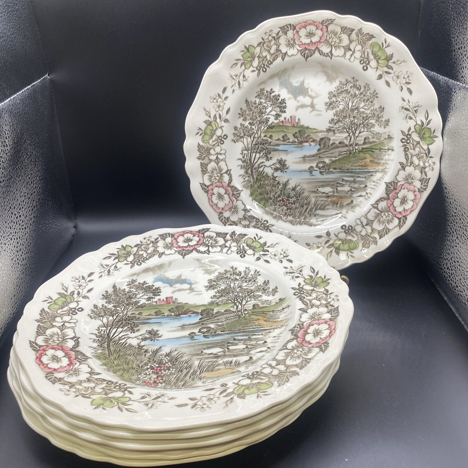 6 10" Dinner Plates English Staffordshire J & G Meakin Stratford-On-Avon