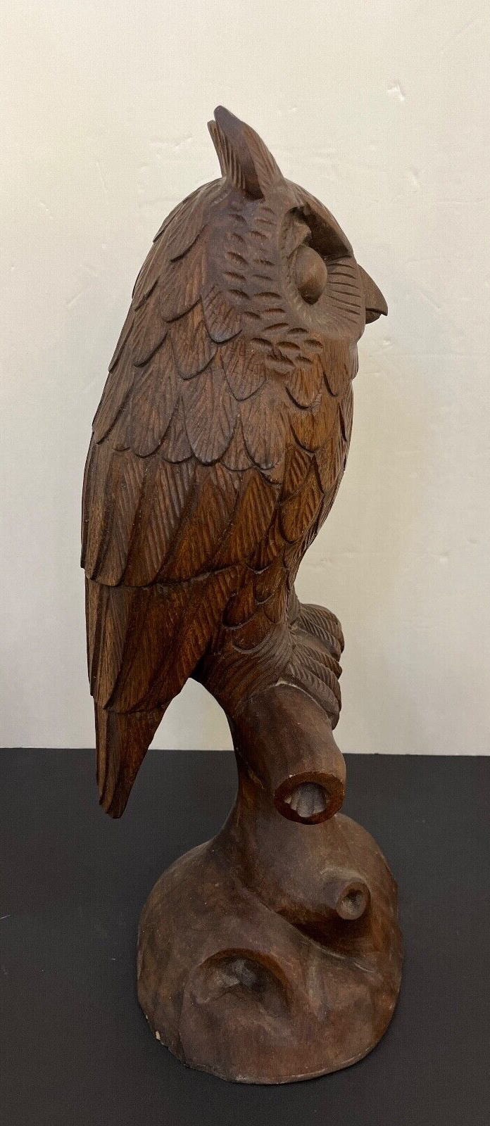 Vintage Hand Carved 25" Wood Owl Figurine