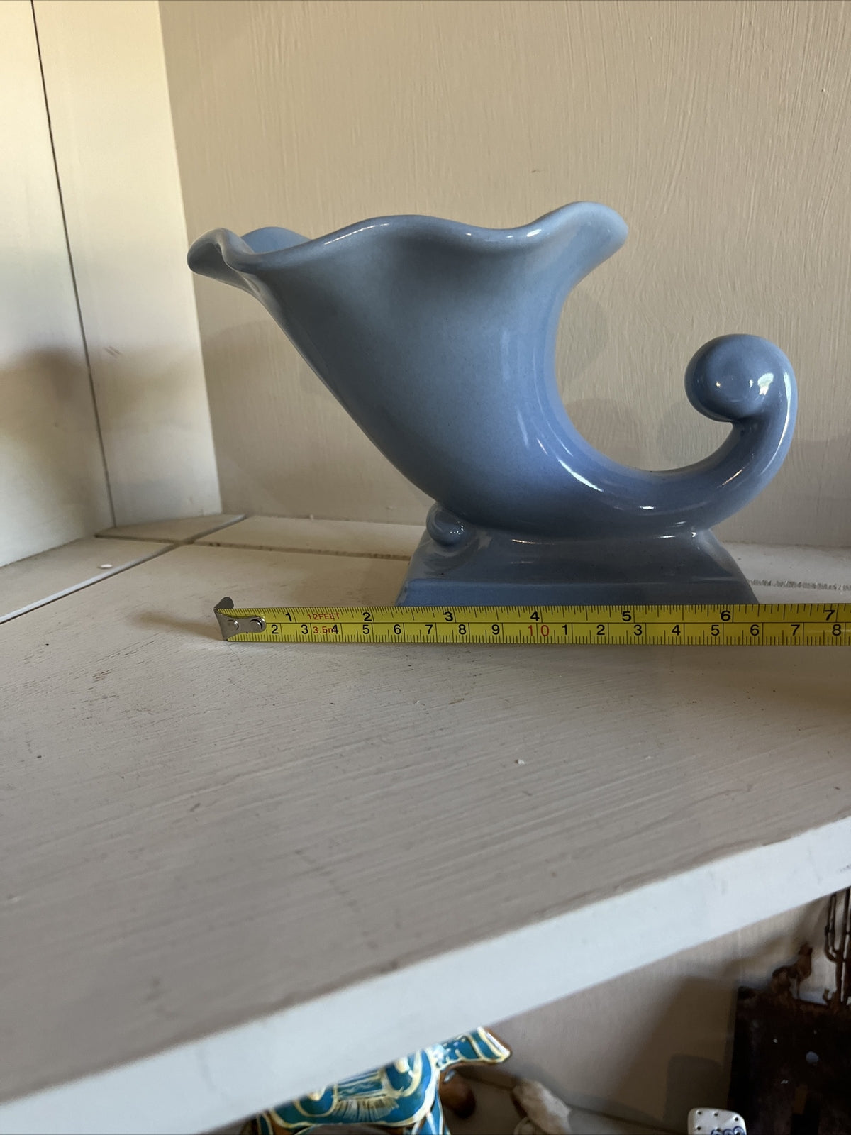 2 - Abingdon Illinois Pottery Vases Cornucopias Blue Vase Planter