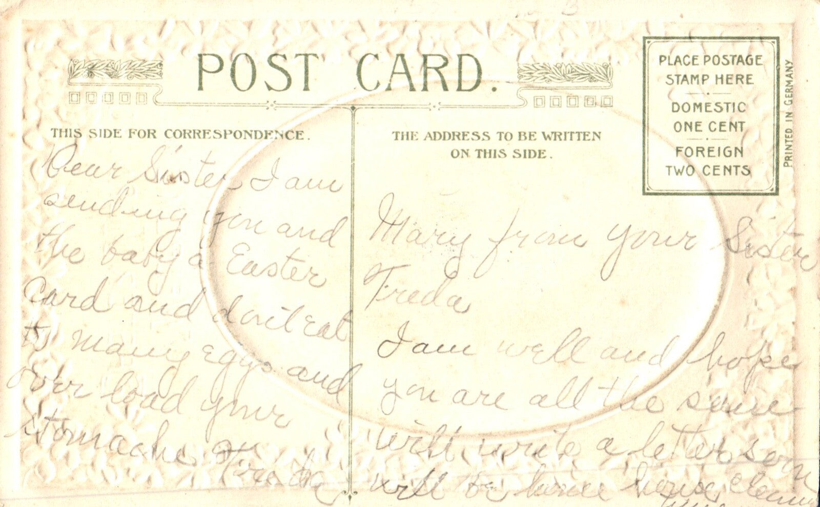 Welcome Easter Morning Silk White Flowers Vintage Easter Postcard