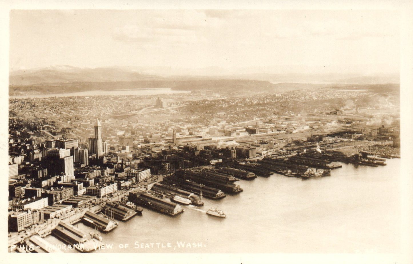 Panoramic View of Seattle Washington Wash WA Real Photo EKC 1939-1950