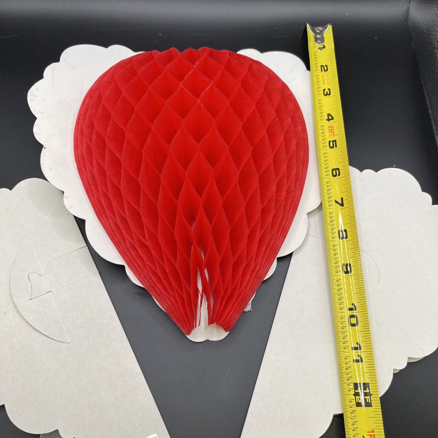 VTG Honeycomb Tissue Paper Valentine Day Hearts Decor aprox 4" x 9" FOLDED Size