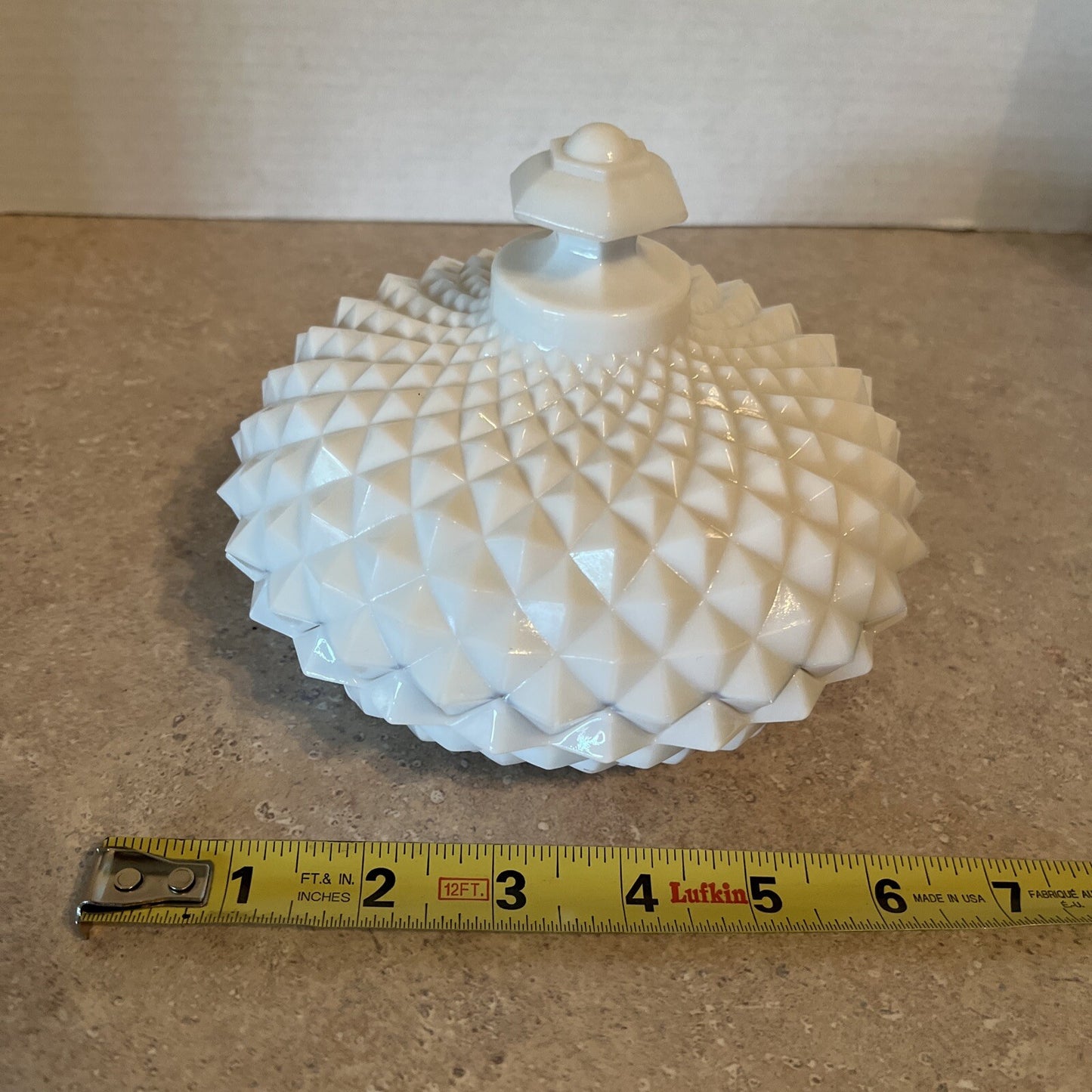Vintage Westmoreland Milk Glass Sawtooth Diamond Point Lidded Candy Dish 5 1/2"