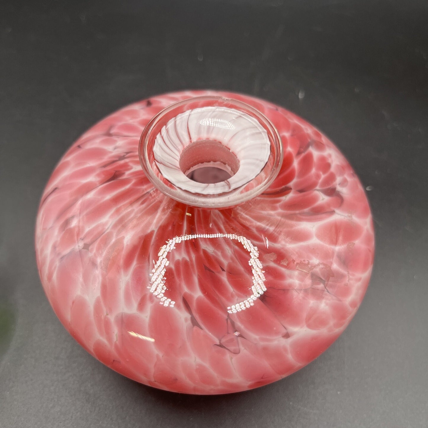 Vintage Murano Art Glass Perfume Bottle With Hummingbird Stopper Pink Green