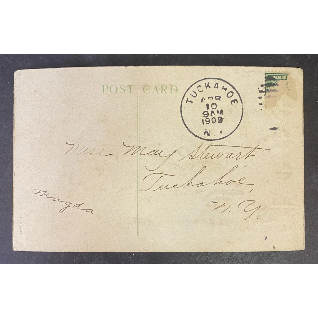 A Happy Easter Bell Ringing Flower Vintage Hold to The Light HTL Easter Postcard