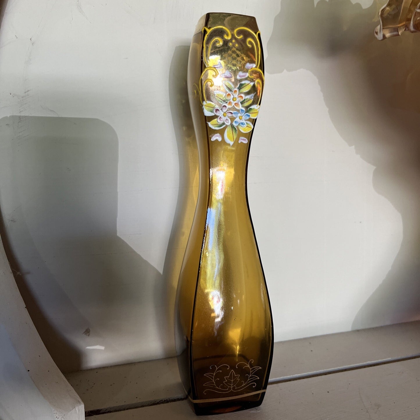 Vintage Moser Czech Glass Bohemian Fluted Vase